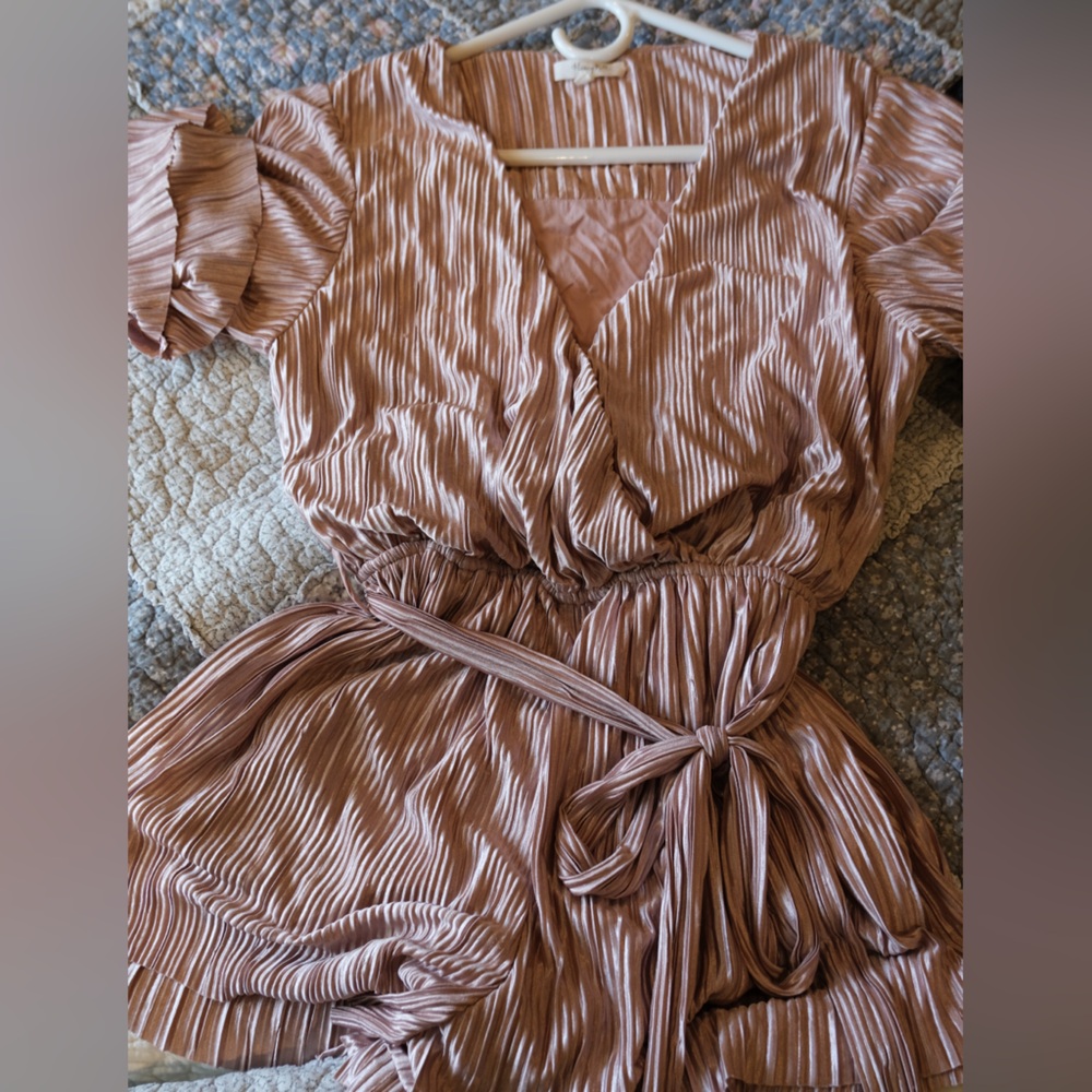 Honey Belle Brown Striped Jumpsuit